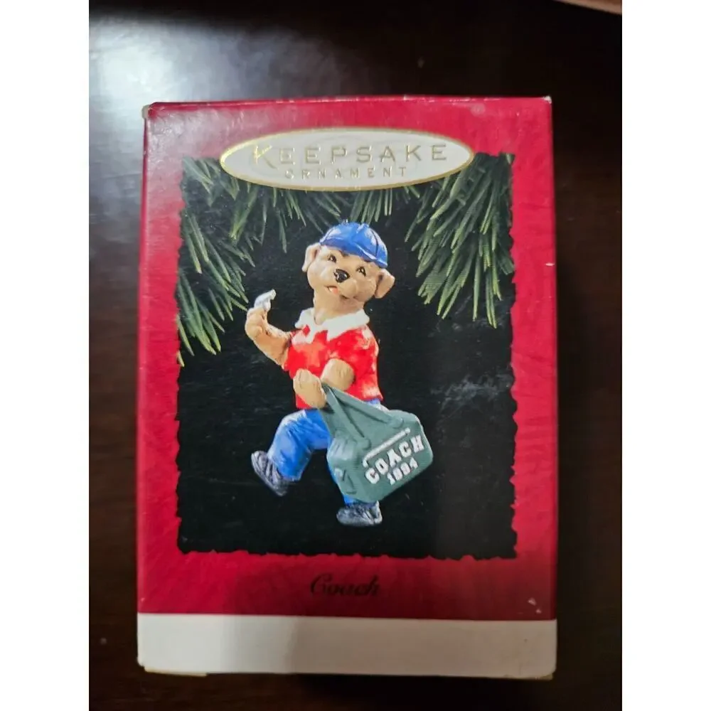 Hallmark Keepsake Ornament 1994 Coach - Dog with Whistle and Coaches Bag